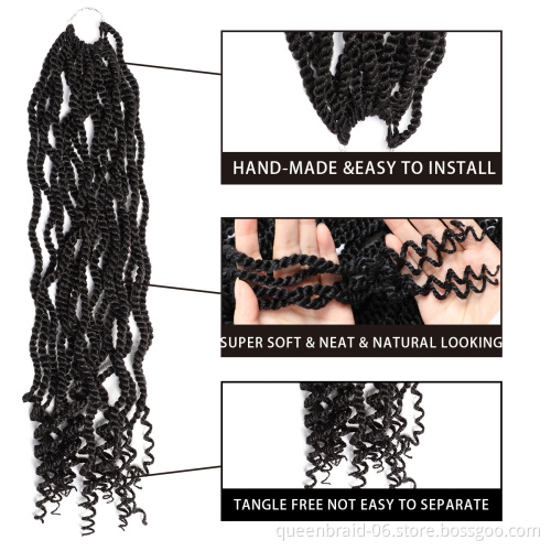 kinky Twist Crochet Hair Pre looped Crochet Braids with Curly End Synthetic Braiding Hair Extension for Women Hair